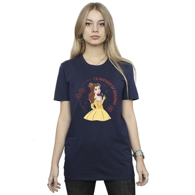 Disney - "Beauty And The Beast I'd Rather Be Reading" T-Shirt für Damen (Marineblau)