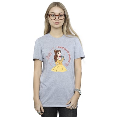 Disney - "Beauty And The Beast I'd Rather Be Reading" T-Shirt für Damen (Grau)