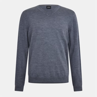 Boss - "Batisse" Pullover Top V-Ausschnitt für Herren (Mittelgrau)