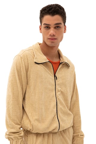Herren Sweatshirt aus Samt mit Reißverschluss vorne