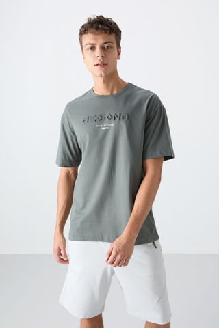 Übergroßes Baumwoll-Polyester Logo T-Shirt