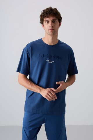 Übergroßes Baumwoll-Polyester Logo T-Shirt