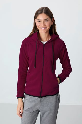 Damen Fleece Kapuzen-Sweatshirt mit Reißverschluss