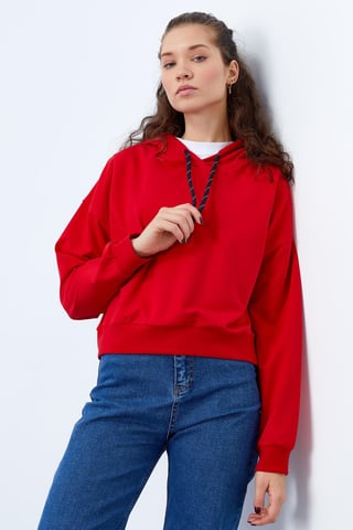 Lässiges Kapuzensweatshirt mit Bindegürtel