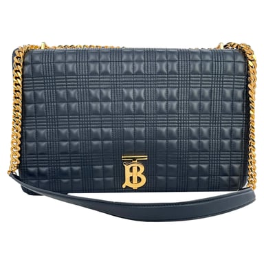 Burberry Lola XL gesteppte Schultertasche aus schwarzem Lammleder
