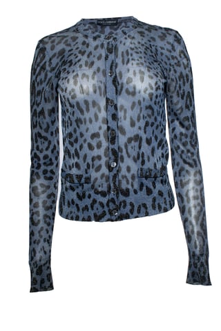 Dolce & Gabbana, Leoparden-Lurex-Cardigan in Blau