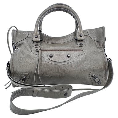 Balenciaga Medium Le City Schultertasche aus grauem Lammleder