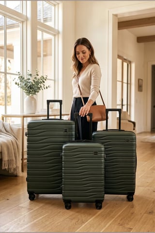 Hardshell Green 8 Wheel Luggage Case Bag Suitcase - Vespera