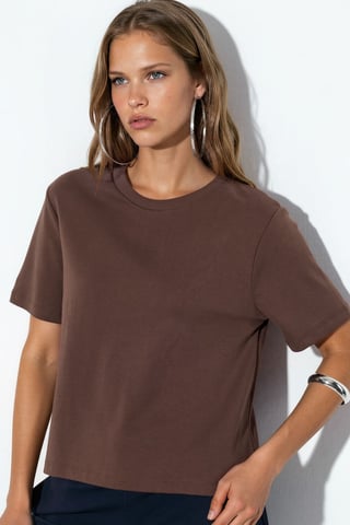 Rundhals Baumwoll-T-Shirt