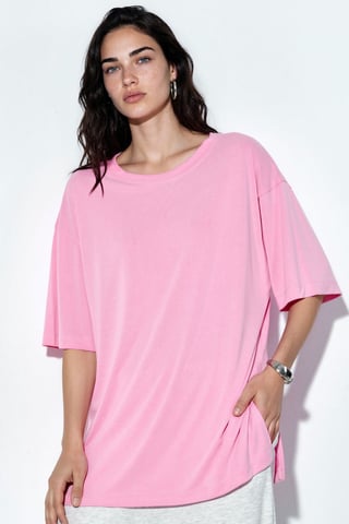 T-Shirt mit Schlitzdetails und Rundhalsausschnitt, kurzarm