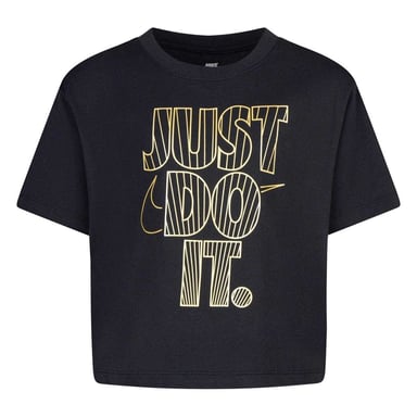 Nike - "Just Do It" T-Shirt für Mädchen, kurz geschnitten, Kastig (Schwarz)