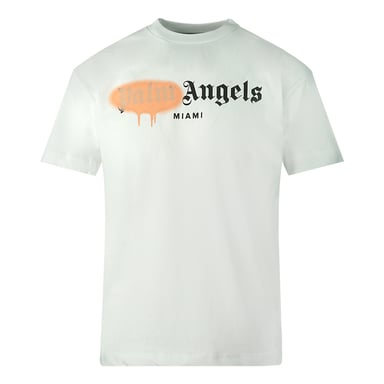 Palm Angels Miami Sprühfarbe Logo Weißes T-Shirt