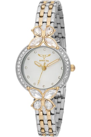 Invicta Wildflower 69097 Damenuhr - Quarzwerk - Metall mit weißem Zifferblatt - 30 mm