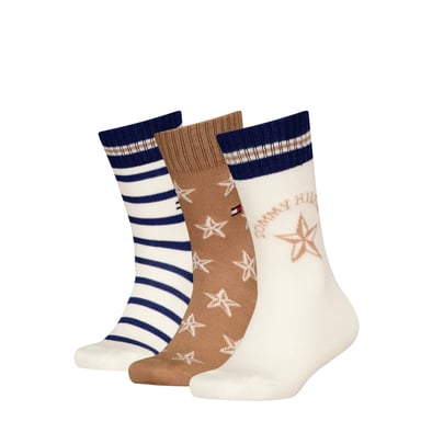 Tommy Hilfiger - Socken für Kinder, gerippt (3er-Pack) (Khaki)