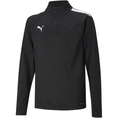 Puma - "TeamLIGA" Fleece-Oberteil für Kinder, mit kurzem Reißverschluss (Schwarz)