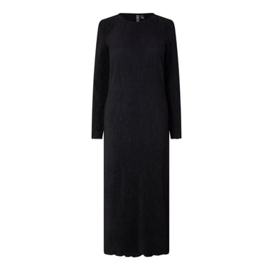 Pieces - Maxikleid für Damen, Rundhalsausschnitt, Langärmlig (Schwarz)