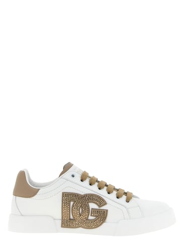 Dolce & Gabbana Beigefarbene Kalbsleder Sneaker