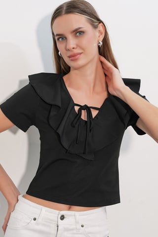 Rüschen-Frontband-Crop-Top