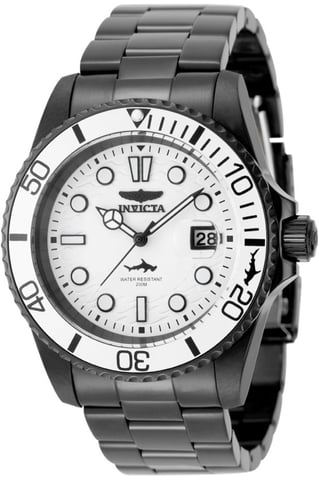Invicta Pro Diver 50974 Herrenuhr - Quarzwerk - Edelstahl mit weißem Zifferblatt - 42 mm