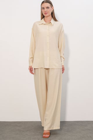 Strukturiertes Button-Down Langarmhemd
