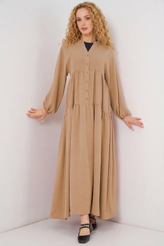 Gemustertes V-Ausschnitt Maxikleid