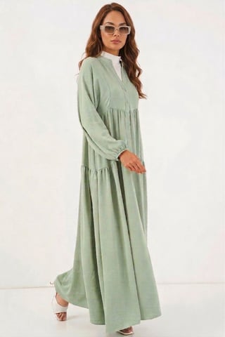 Gemustertes V-Ausschnitt Maxikleid