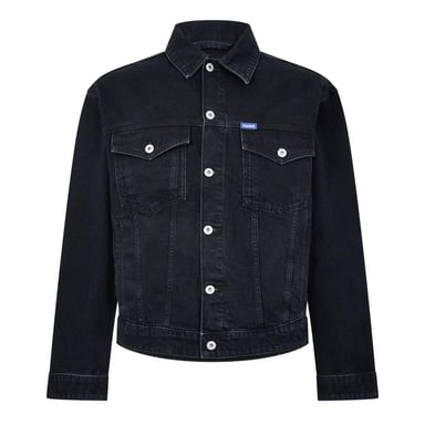Hugo Herren-Truckerjacke aus Dex-Denim mit Brusttasche in schmaler Passform (Dunkelblau)