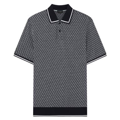 Ted Baker Ss Regular Geo Textured Navy Poloshirt
