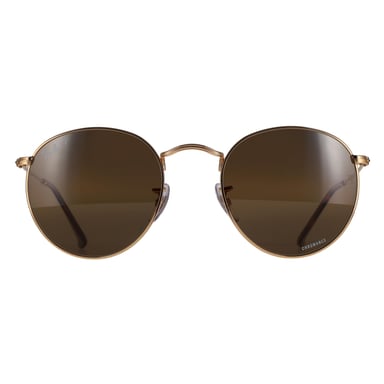 Ray-Ban Runde Metall-Sonnenbrille RB3447 001/G5 in Gold, Silber und Braun, polarisiert, Chromance