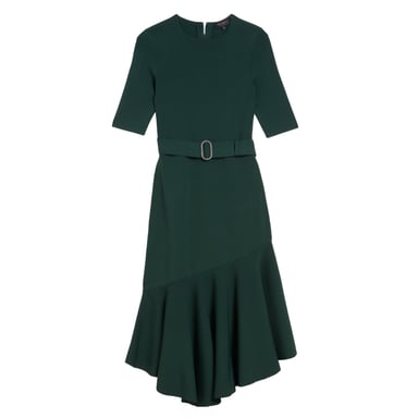 Ted Baker Samalee Strickkleid Mit Schwingendem Rock, Dunkelgrün, Midi-länge
