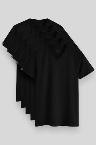 Tommy Life Baumwoll-Elastan T-Shirt mit V-Ausschnitt für Herren - Schwarz