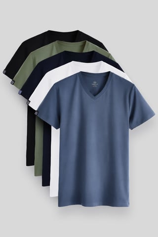 Herren Baumwolle Elastan V-Ausschnitt T-Shirt