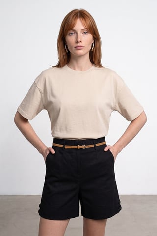 Übergroßes Baumwoll-Crewneck-T-Shirt