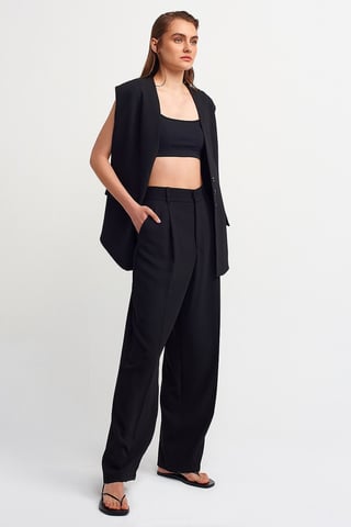 Hochtaillierte weite Crepe-Hose