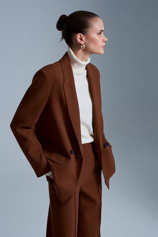 Übergroßer langer Crepe-Blazer-Jacke