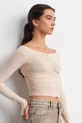 Schulterfreies Crop-Top-Bluse