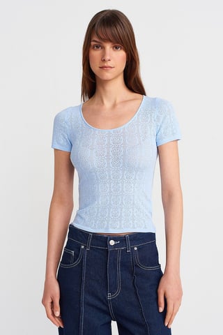 Slim Fit Rippstruktur Bluse