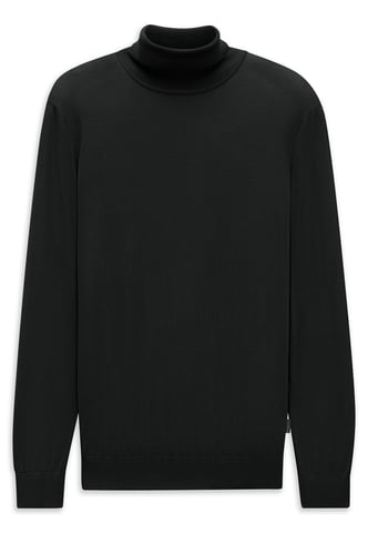 Bugatti Herren Rollkragen Pullover Wolle Feinstrick