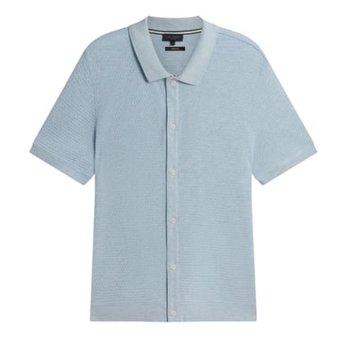 Ted Baker Connyr Regular Blaues Hemd Mit Knopfleiste