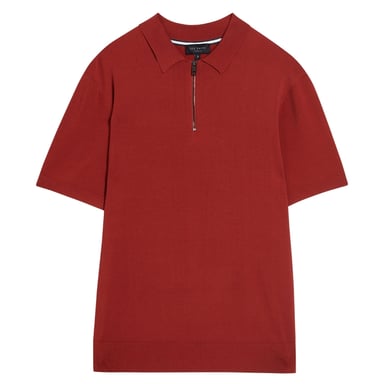 Ted Baker Daldin Rayon Zip Polohemd, Dunkelbraun