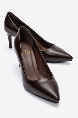 Clyde Leder Stiletto Spitzer Zehn Pumps