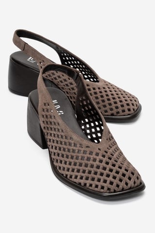 Monvera Blockabsatz Leder Slingback Sandale
