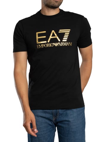 EA7 Schmal Geschnittenes T-Shirt Mit Logo-Grafik, Schwarz