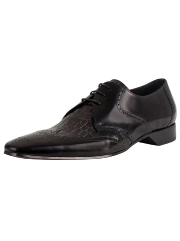 Jeffery West Leder Derby Schuhe, Schwarz