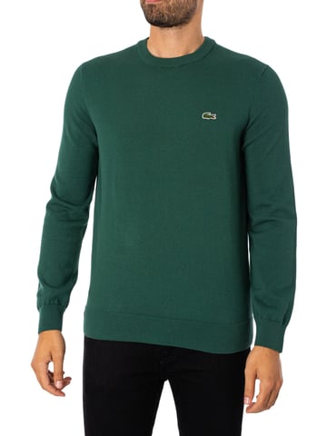 Lacoste Rundhalsstrick Aus Bio-Baumwolle, Grün