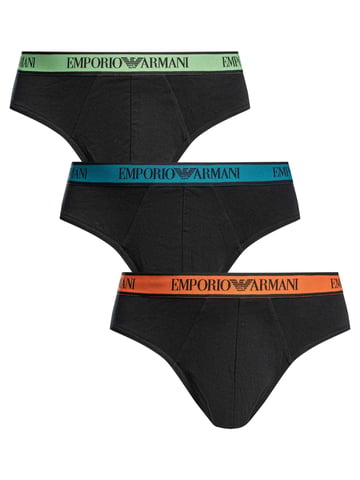 Emporio Armani 3 Pack Cotton Stretch Slip, Schwarz