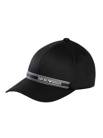 Emporio Armani Markenstreifenkappe, Schwarz