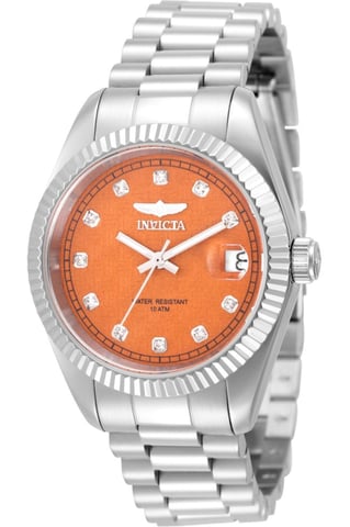 Invicta Specialty 51038 Damenuhr - Quarzwerk - Edelstahl mit orangefarbenem Zifferblatt - 36 mm