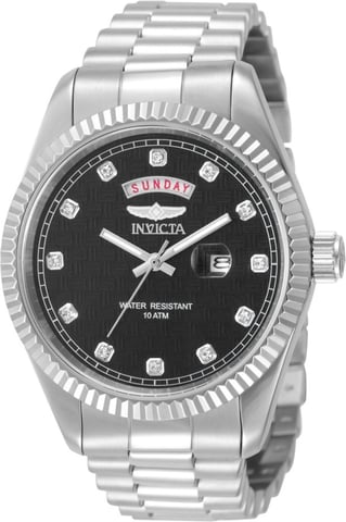 Invicta Specialty 51042 Herrenuhr mit Quarzwerk, Edelstahlgehäuse, 43 mm, schwarzes Zifferblatt - Silber