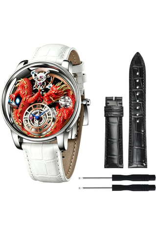 Invicta Objet D Art 70577 Herrenuhr - Quarzwerk - Edelstahl mit rotem Zifferblatt - 45 mm - Dragon Edition